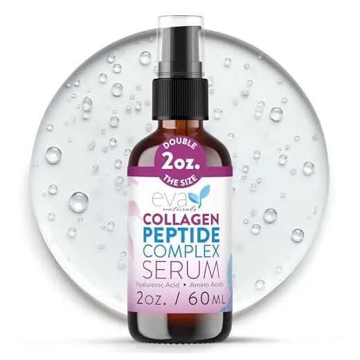 Collagen Peptide Serum - Anti Aging Collagen Serum for Face, Skin Brightening, Reduces Fine Lines & Wrinkles, Heals and Repairs Skin, Microneedling Serum with Hyaluronic Acid (2 oz)