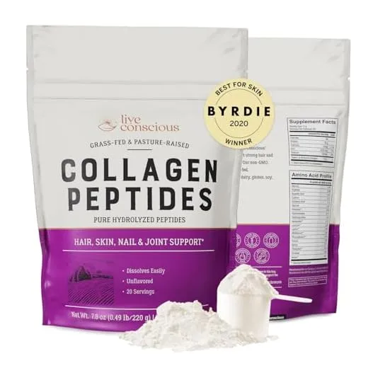 Collagen Peptides Powder - Naturally-Sourced Hydrolyzed Collagen Powder - Hair, Skin, Nail, and Joint Support - Type I & III Grass-Fed Collagen Supplements for Women and Men - 41 Servings - 16oz