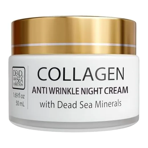 Dead Sea Collection Anti-Wrinkle Night Cream for Face with Collagen and Sea Minerals - Anti Aging, Nourishing and Moisturizer Face Cream (1.69 fl.oz)