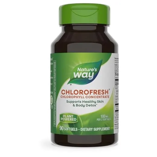 Nature's Way Chlorofresh, Liquid Chlorophyll Concentrate, Internal Deodorant*, Supports Detoxification Pathways*, 90 Softgels