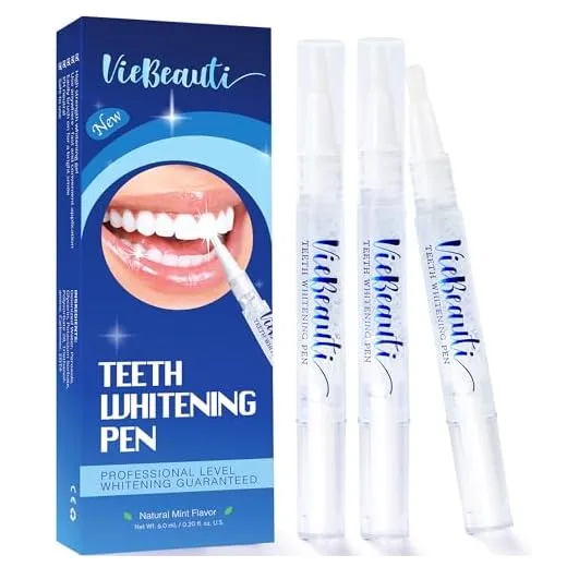 VieBeauti Teeth Whitening Pen (3 Pcs), 30+ Uses, Effective, Painless, No Sensitivity, Travel-Friendly, Easy to Use, Beautiful White Smile, Mint Flavor