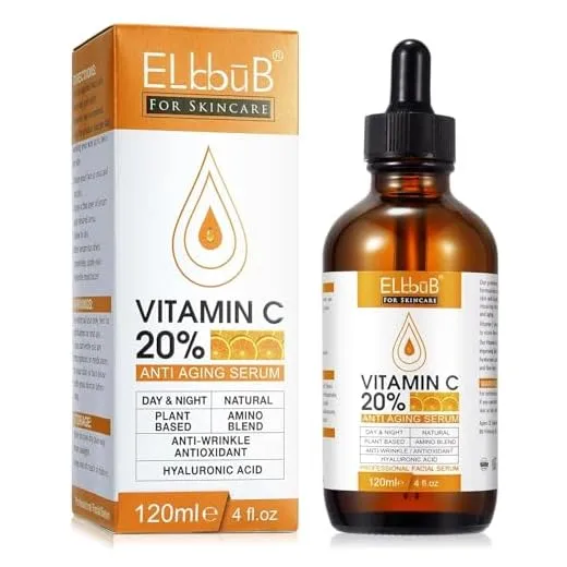 Premium 20% Vitamin C Serum For Face with Hyaluronic Acid, Retinol & Amino Acids - Boost Skin Collagen,Hydrate & Plump Skin, Anti Aging & Wrinkle Facial Serum (4 Fl Oz (Pack of 1))