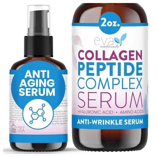 Collagen Peptide Serum - Anti Aging Collagen Serum for Face, Skin Brightening, Reduces Fine Lines & Wrinkles, Heals and Repairs Skin, Microneedling Serum with Hyaluronic Acid (2 oz)