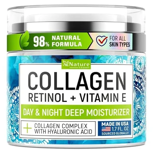 Face Moisturizer Collagen Retinol Cream with Hyaluronic Acid - Day & Night Cream - Skin Tightening Cream for Face - Anti Aging Face Cream - 1.7oz