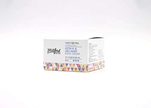 Millford Vita A & Collagen Rich Cream 80ml/2.7 Oz, Fish/Marine Collagen, Face Cream, Anti Aging, Facial Moisturizer, Wrinkes, Fine Lines, Retinyl Palmitate, Korean Skincare