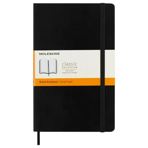 Moleskine Classic Notebook, Soft Cover, Large (5 x 8.25") Ruled/Lined