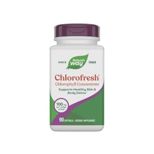Nature's Way Chlorofresh, Liquid Chlorophyll Concentrate, Internal Deodorant*, Supports Detoxification Pathways*, 90 Softgels