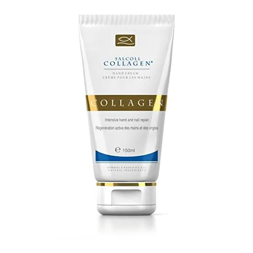 Salcoll Collagen - Pure Bioactive Anti-Aging Collagen Repair Hand Cream - Hypoallergenic Moisturizing Lotion, Dry Skin Relief,  All Skin Types, 150 ml