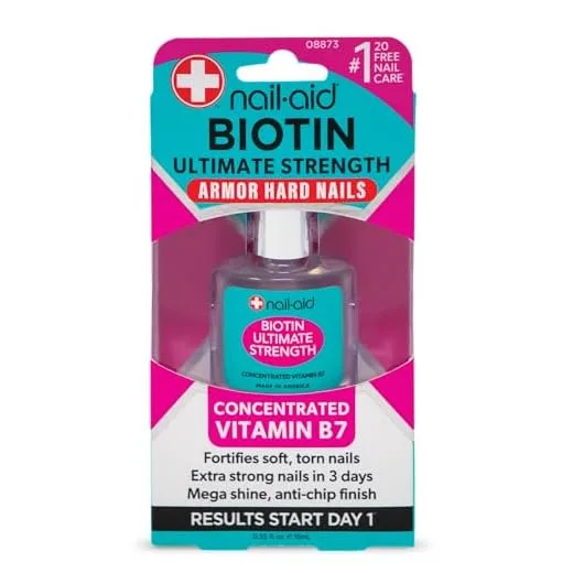 Nail-Aid Biotin Ultimate Strength - Nail Treatment & Strengthener - Clear, 0.55 Fl Oz (08873)