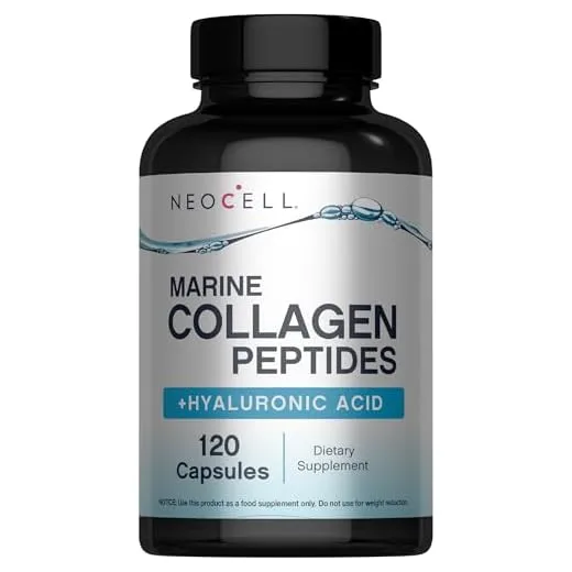 NeoCell Marine Collagen With Collagen Type 1 and 3 and Hyaluronic Acid, With Hydrolyzed Collagen, Skin Health Supplement, Capsule, 120 Count, 1 Bottle