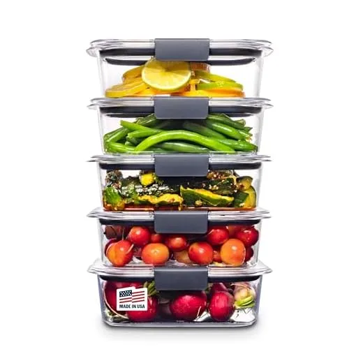 Rubbermaid Brilliance BPA Free Food Storage Containers with Lids, Airtight, for Lunch, Meal Prep, and Leftovers, Set of 5 (3.2 Cup)