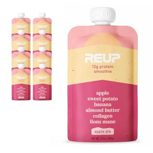 Reup Collagen Protein Smoothie - Dairy Free, 12g Protein, Ready to Drink, Real Fruit, No Added Sugar - Dairy Free Protein Shakes - Protein Smoothie Pouch for Adults and Kids - 8 Count