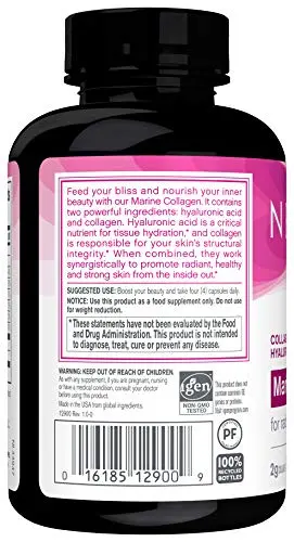 NeoCell Marine Collagen With Collagen Type 1 and 3 and Hyaluronic Acid, With Hydrolyzed Collagen, Skin Health Supplement, Capsule, 120 Count, 1 Bottle