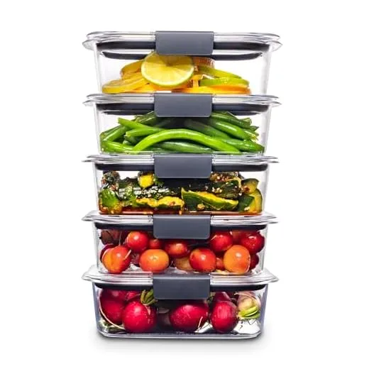 Rubbermaid Brilliance BPA Free Food Storage Containers with Lids, Airtight, for Lunch, Meal Prep, and Leftovers, Set of 5 (3.2 Cup)