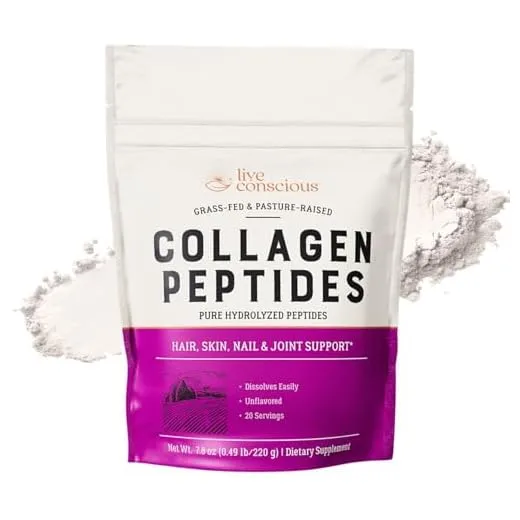 Collagen Peptides Powder - Naturally-Sourced Hydrolyzed Collagen Powder - Hair, Skin, Nail, and Joint Support - Type I & III Grass-Fed Collagen Supplements for Women and Men - 41 Servings - 16oz
