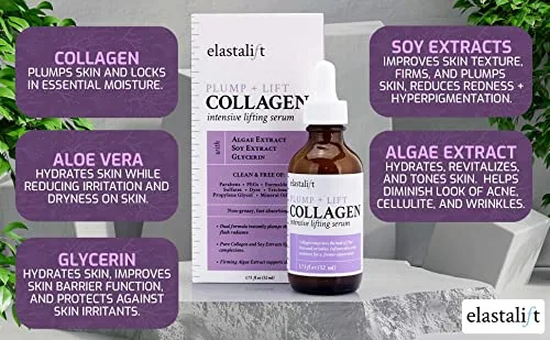 Elastalift Collagen Serum For Face | Collagen Face Serum For Skin Tightening Helps Lift, Plump, & Firm Sagging Skin | Serums For Skin Care | Anti Wrinkle Boost, Fragrance Free, 1.75 Fl Oz