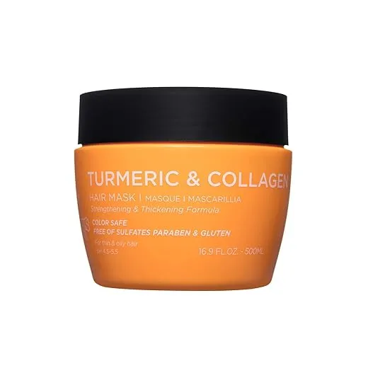 Luseta Turmeric & Collagen Hair Mask Thickening Hair Treatment for Thin and Oily Hair, Nourish Scalp, Frizz Control & Add Shine, Sulfate Free