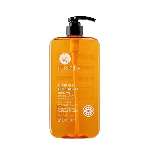 Luseta Citrus & Collagen Body Wash Nourishing & Refreshing Cleanser Enhances Skin Elasticity & Hydration Suitable for All Skin Types 33.8oz