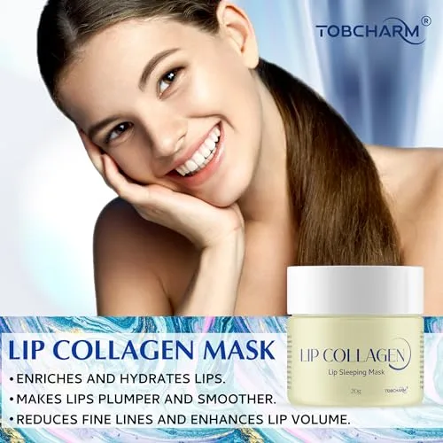 Tobcharm Lip Sleeping Mask(20g), Lip Collagen, Lip Mask Overnight, Lip Plumper Advanced with Hyaluronic Acid, Lip Balm With Peptide Complex For Lip Wrinkles Repair Overnight Lip Masks