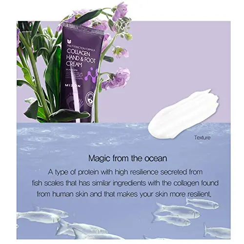MIZON Anti Aging Collagen Repairing Hand Cream, Moisturizing Lotion Skin Porectant for Dry Hands, Heels and Elbows, for Cracked Hands and Feet, Dry Skin Relief, All Skin Types 100ml 3.38 fl oz