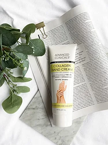 Advanced Clinicals Collagen Hand & Body Cream Skin Care Moisturizer Lotion For Dry Cracked Skin. Soothing & Hydrating Plant Collagen Lotion W/Aloe Vera, Green Tea, & Shea Butter, Large 8 Fl Oz