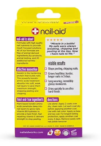 Nail-Aid Keratin 3 Day Growth Nail Treatment & Strengthener, Clear, 0.55 Fl Oz