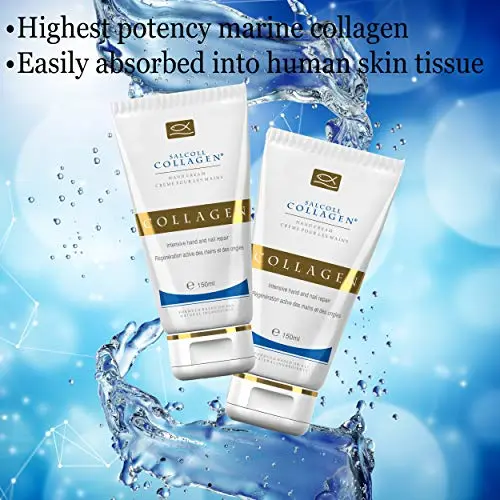Salcoll Collagen - Pure Bioactive Anti-Aging Collagen Repair Hand Cream - Hypoallergenic Moisturizing Lotion, Dry Skin Relief,  All Skin Types, 150 ml