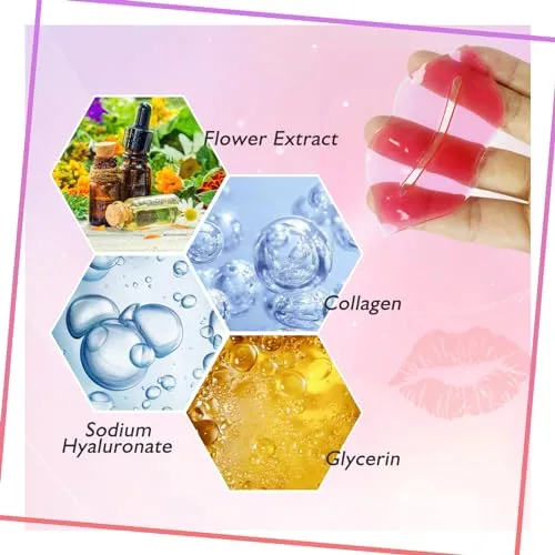 Adofect 30 Pieces Collagen Crystal Lip Masks,Pink Lip Patches& Moisturizers Collagen Lip Pads Great for Hydrating Skin, Anti Chapped & Anti-Aging and Plump Your Lips,Pink