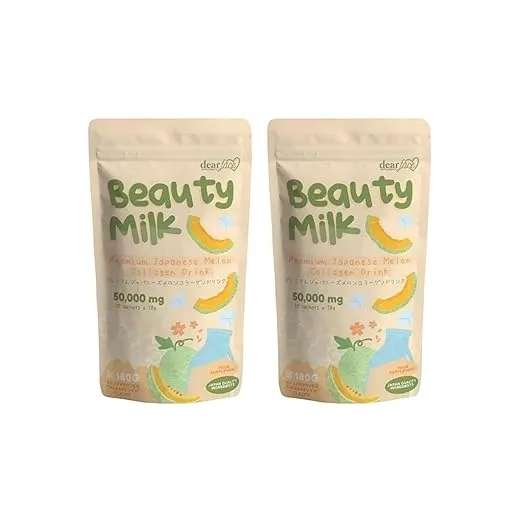 2 Packs Beauty Milk Japanese Collagen Melon Drink - 50,000mg Hydrolyzed Collagen