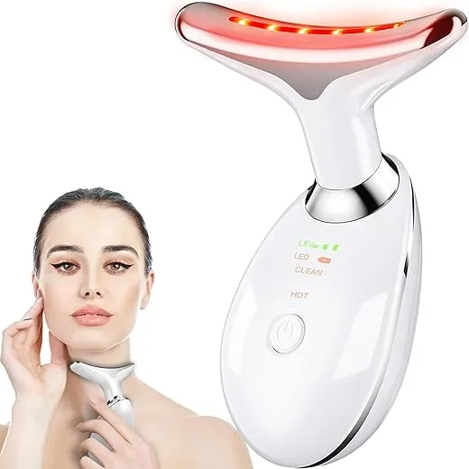 Red Light Therapy for Face, Face and Neck Massager, Wrinkle Remover with Red Light Therapy for Skin Care, Cleansing, Rejuvenating, and Smoothing (White)