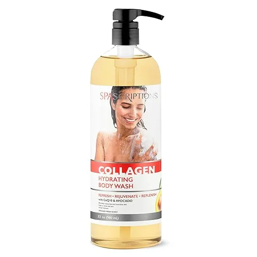 Spascriptions Collagen Hydrating Body Wash, with CoQ10 and Avocado to Refresh, 33 oz