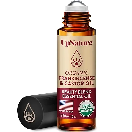 UpNature Organic Castor Oil and Frankincense Eye Roller – 100% Organic Castor Frankincense Oil for Face - Puffy Eyes Beauty Roll On
