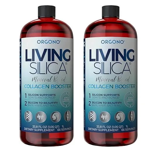 Orgono Living Silica Kit 2 Collagen Booster | Vegan Mineral-Based Silica Supplement | Glowing Skin, Strong Hair & Nails | (2 x33.8 Fl Oz)