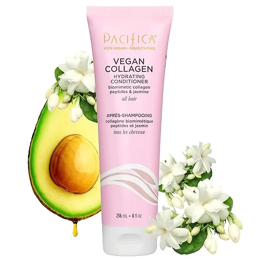 Pacifica Hair Conditioner - Vegan Collagen Hydrating, Haircare, Avocado Oil, Vitamin B5, Add and Restore Shine, For Dry and Damaged Hair, Sulfate and Silicone Free, Hair Care, 8 fl oz (1 Count)