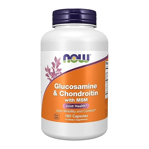 NOW Foods Supplements, Glucosamine & Chondroitin with MSM, Joint Health, Mobility and Comfort*, 180 Veg Capsules