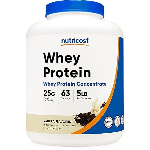 Nutricost Whey Protein Powder, Vanilla, 5 pounds - Whey Protein Concentrate