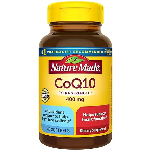 Nature Made CoQ10 400mg, Dietary Supplement for Heart Health Support, 40 Softgels, 40 Day Supply