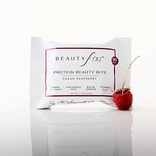 Beauty FX Collagen Protein Bars – Cacao Raspberry | 10g Protein, Hyaluronic Acid, Biotin, Marine Collagen, Hydrolyzed Keratin | Healthy Hair, Lean Muscle & Firm Skin | Anti-Aging | 12-Pack