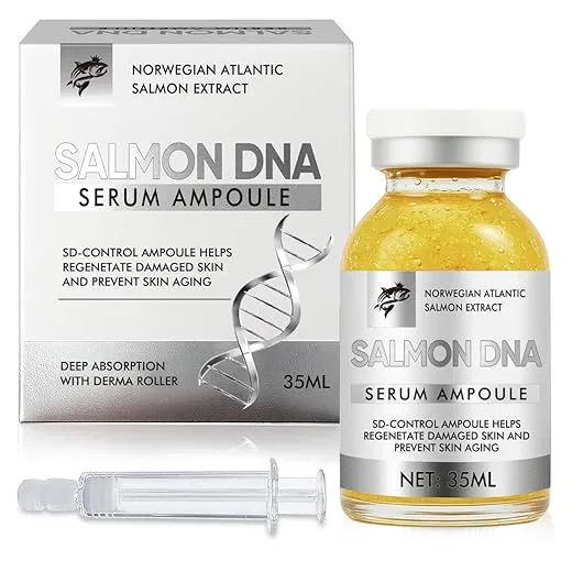 Salmon DNA Serum-Pure Marine Collagen Booster - Anti-Aging & Skin Repair Treatment for Wrinkles, Dark Spots & Elasticit， Collagen, Glutathione, Hyaluronic Acid - Improves skin radiance