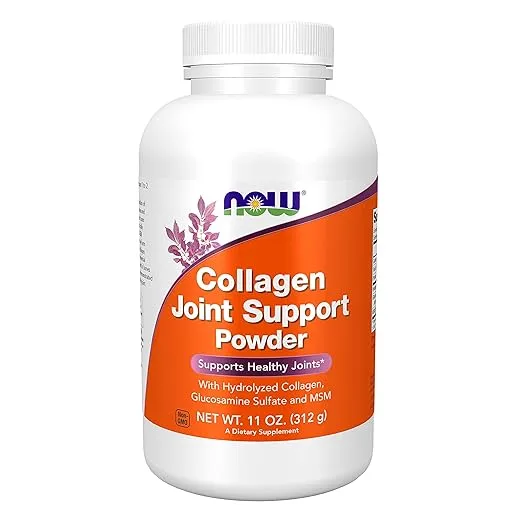 NOW Foods Supplements, Collagen Joint Support™ Powder with Beef Gelatin, Glucosamine Sulfate and MSM, 11-Ounce