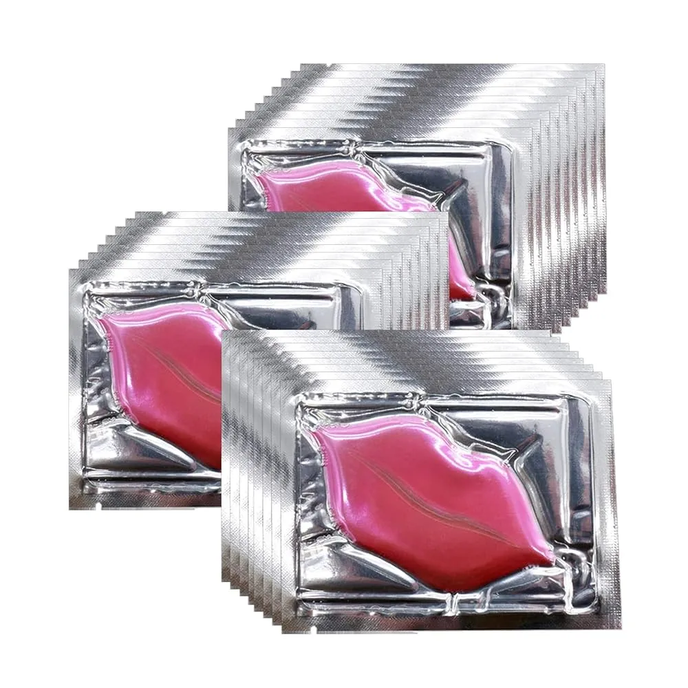 Adofect 30 Pieces Collagen Crystal Lip Masks,Pink Lip Patches& Moisturizers Collagen Lip Pads Great for Hydrating Skin, Anti Chapped & Anti-Aging and Plump Your Lips,Pink