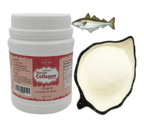 Marine Collagen Peptides Powder Hydrolyzed Types 1, 2, 3, 4, 1 Lb : Low Molecular Weight hydrolyzed Collagen Powder for Healthy Joints, Anti-Aging…; Marine Collagen Powder for Women & Men