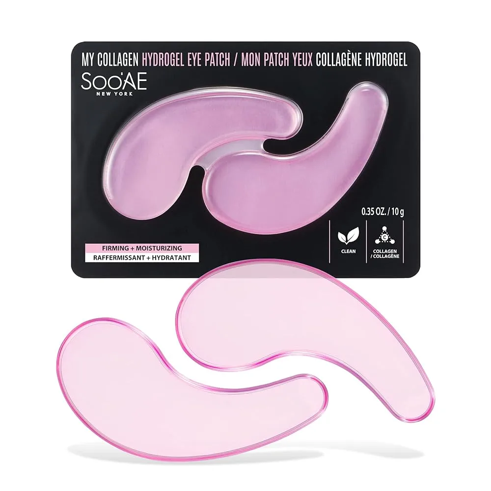 Soo'AE My Collagen Hydrogel Eye Patch [1 EA] Firming + Moisturizing Marine Collagen Under Eye Mask Korean Lifting Eye Patches - Dark Circles, Puffiness & Wrinkles